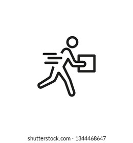 Courier delivery line icon. Postman, parcel, mall. Fast delivery concept. Can be used for topics like order, shopping, service