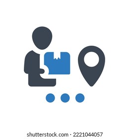 Courier delivery location icon (Vector illustration)