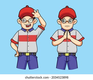 Courier Delivery Logistics Sorry Mascot, Cartoon Art Vector Illustration