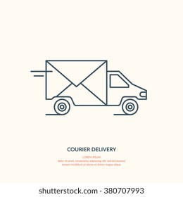 Courier delivery logo. Fast shipping of letters, parcels, documents.