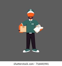 Courier or delivery man delivering package illustration with unique color
