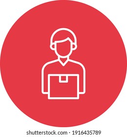 Courier, entrega, imagen vectorial de icono de hombre. También se puede usar para entregas y logística. Idóneo para aplicaciones web, aplicaciones móviles y medios impresos.