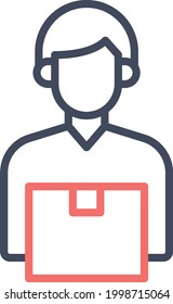 Courier, entrega, imagen vectorial de icono de hombre. También se puede usar para entregas y logística. Idóneo para aplicaciones web, aplicaciones móviles y medios impresos.