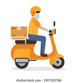 Courier delivery motorcycle service, flat design vector illustration