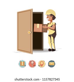 courier delivery service with box icon vector ilustration