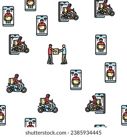courier delivery service shipping vector seamless pattern thin line illustration
