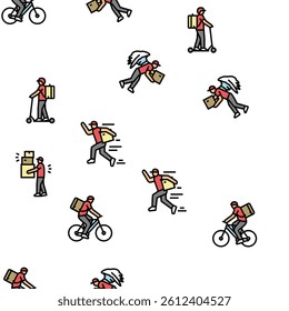 courier delivery service shipping vector seamless pattern thin line illustration