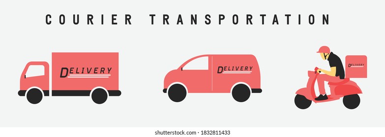 Courier delivery transportation icon pack