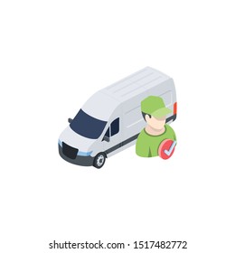 Courier delivery vector 3d isometric, color web icons set, new flat style. Creative illustration design, idea for infographics.