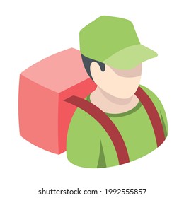 Courier delivery. Vector 3d symbol, isometric, color web icons, new flat style. Creative design idea, concept for infographics.