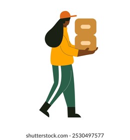 the courier is distributing package illustration