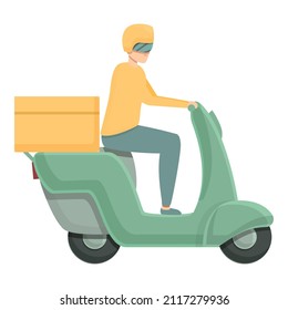 Kurierfahrer Symbol-Cartoon-Vektorgrafik. Lieferant. Scooter-Service