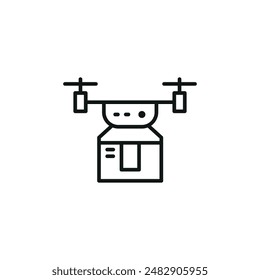 Courier Drone Icon. Simple courier drone icon for package delivery and logistics. Vector illustration.
