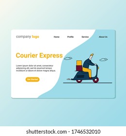 Courier express landing page flat design style.