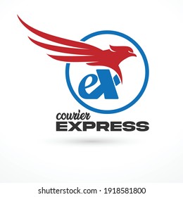 courier express logo with eagle head, logo ex design vector