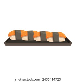 Courier fast delivery sushi icon cartoon vector. Online delivery. Japanese food