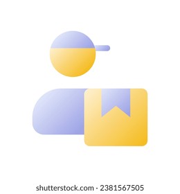 Courier flat gradient two-color ui icon. Express shipment service. Door to door delivery of package. Simple filled pictogram. GUI, UX design for mobile application. Vector isolated RGB illustration