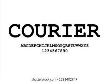 Kurier-Schriftart für Logo und Überschrift. Isolierte Vektor-Schriftsätze