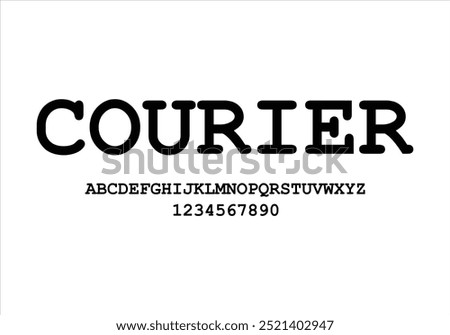 Courier font for logo and headline. Isolated vector typeset