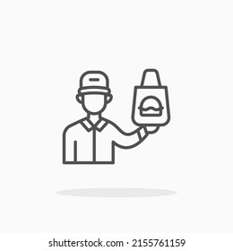 Courier food line icon. Editable stroke and pixel perfect. Can be used for digital product, presentation, print design and more.