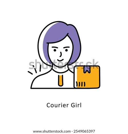 Courier Girl Vector Filled Outline icons style illustration. EPS 10 File