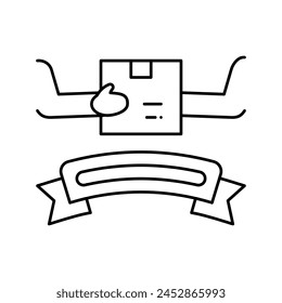 courier give package free shipping logo line icon vector. courier give package free shipping logo sign. isolated contour symbol black illustration