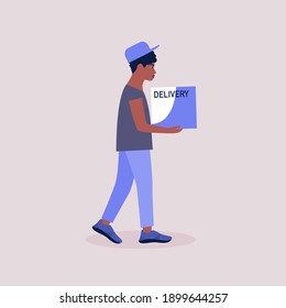 Courier is going to deliver the package. Vector illustration in a flat style