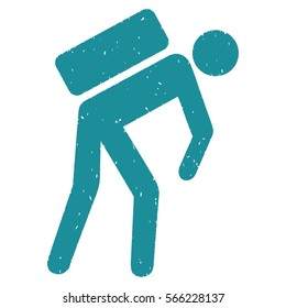Courier grainy textured soft blue icon for overlay watermark stamps. Flat symbol with dirty texture. Dotted vector ink rubber seal stamp with grunge design on a white background.