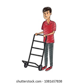 Courier with handtruck scribble