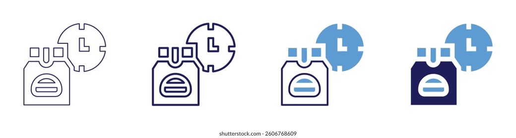 Courier delivery​ icon in 4 different styles. Thin Line, Line, Bold Line, Duotone. Duotone style. Editable stroke.