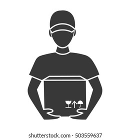Courier icon in black style isolated on white background. Logistic symbol stock vector illustration.