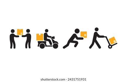 icono de mensajería, icono de entrega, vector de icono de servicio de mensajería