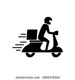 courier icon with fast motorbike in flat style