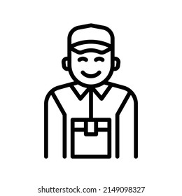 Courier Icon. Line Art Style Design Isolated On White Background