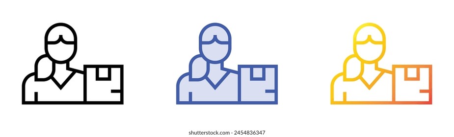 courier icon. Linear, Blue Fill and Gradient Style Design Isolated On White Background