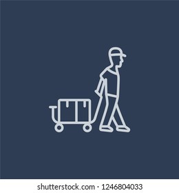 Courier icon. Courier linear design concept from Delivery and logistic collection. Simple element vector illustration on dark blue background.