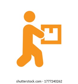 Оrange courier icon with package.