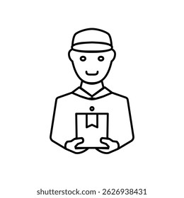 courier icon, package delivery, flat style pictogram icon for ui or ux mobile app, vector illustration logo symbol design, isolated on white