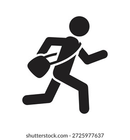 Courier icon running fast with messenger bag for urgent delivery service speed mail distribution and postman active shipment rush