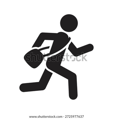 Courier icon running fast with messenger bag for urgent delivery service speed mail distribution and postman active shipment rush