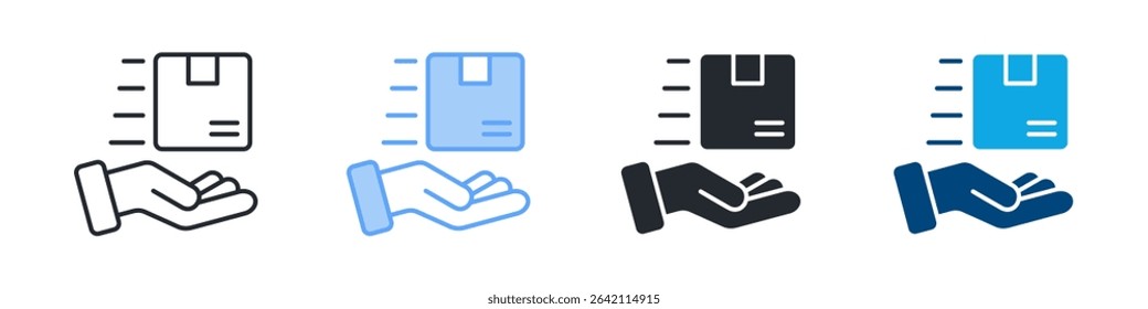 Courier Icon Set Multiple Style. Design In Outline, Blue, Glyph, Dualtone