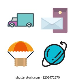 courier icon set. vector set about cargo truck, postal and delivery icons set.