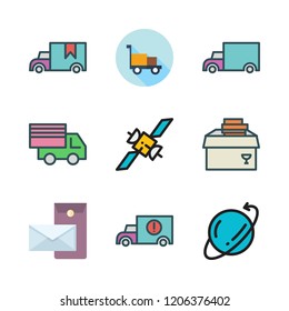 courier icon set. vector set about postal, cargo truck, transportation and delivery icons set.