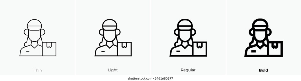 icono de mensajería. Diseño de estilo fino, ligero, regular y audaz aislado sobre fondo blanco