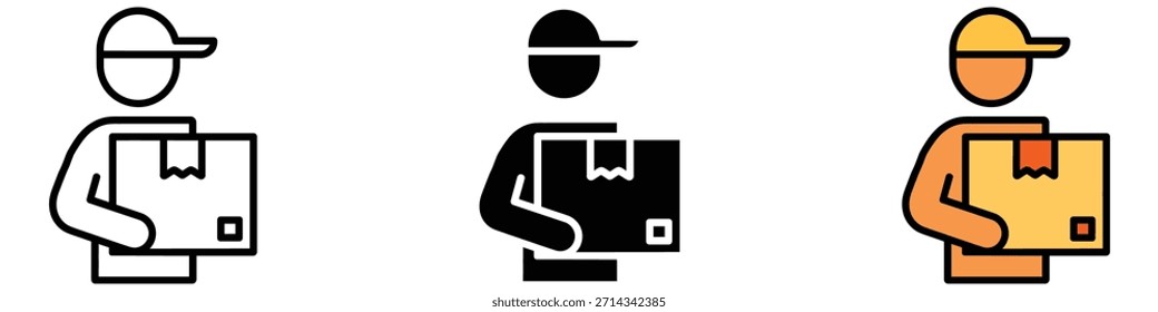 Vector del icono del mensajero. símbolo rápido y conveniente de la entrega. Ilustración vectorial.