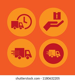 courier icon. courier vector icons set fast delivery truck and hand parcel