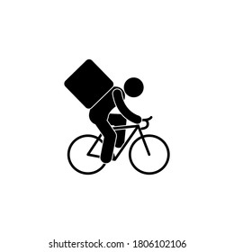 courier illustration, stick figure man icon, isolated symbol, cyclist silhouette, food delivery pictogram