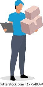 Courier job flat color vector faceless character. Deliveryman. Important documents and packages delivery to final destinations isolated cartoon illustration for web graphic design and animation