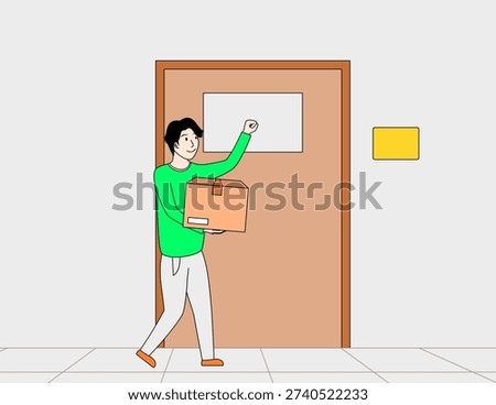 courier knocks on the door to deliver the package
