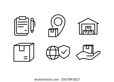 Conjunto de Paquete de icono de línea de mensajería